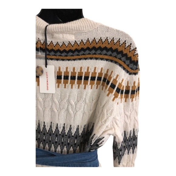 Lucky brand chunky cable knit aztec southwestern boho cardigan size small new - Picture 10 of 11